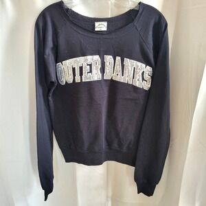 OBX Outer Banks Womens Sweatshirt XL Sequin Logo Beach Coastal Casual 21833